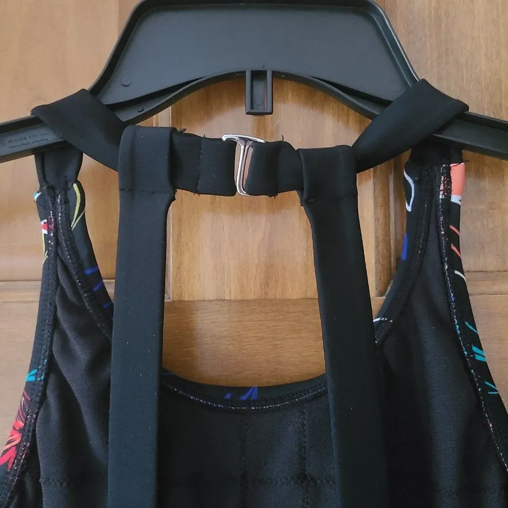 Eco Beach Women's High Neck One-Piece Swimsuit Color Black/Multi Size Large NWT